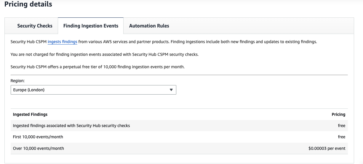 Finding Ingestion Events Pricing